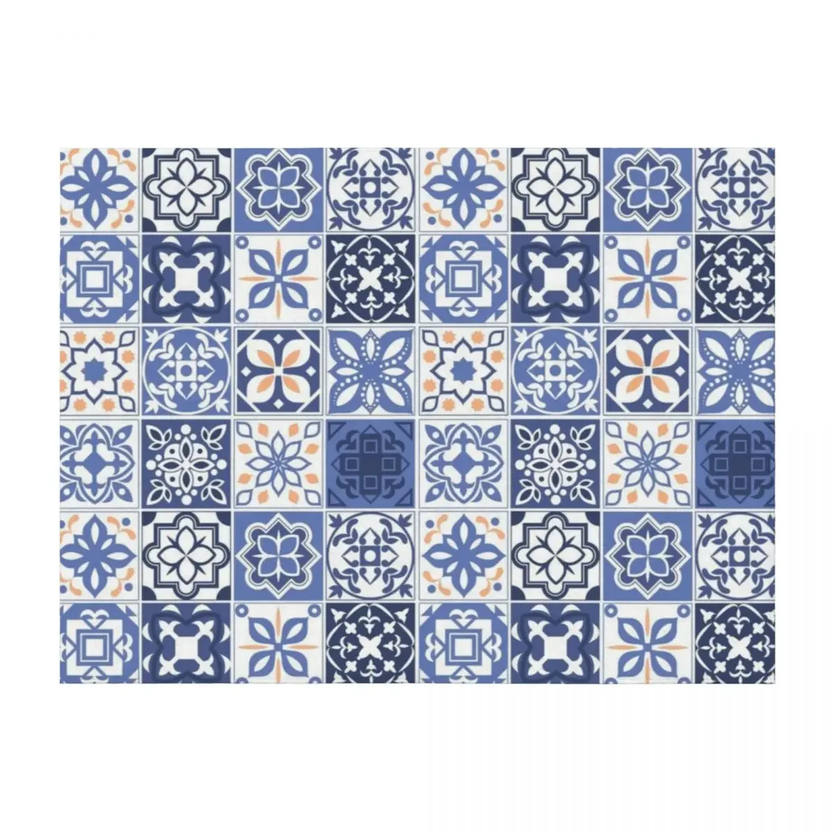 

Blue Portuguese Tile Throw Blanket Cute Flannel Soft Plush Plaid Camping Blankets