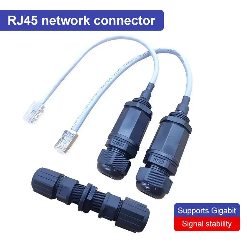 IP68 RJ45 Connector with LAN Wire RJ 45 M20 Waterproof Ethernet Retardant Terminal Connector Quickly Connected Cable Conector