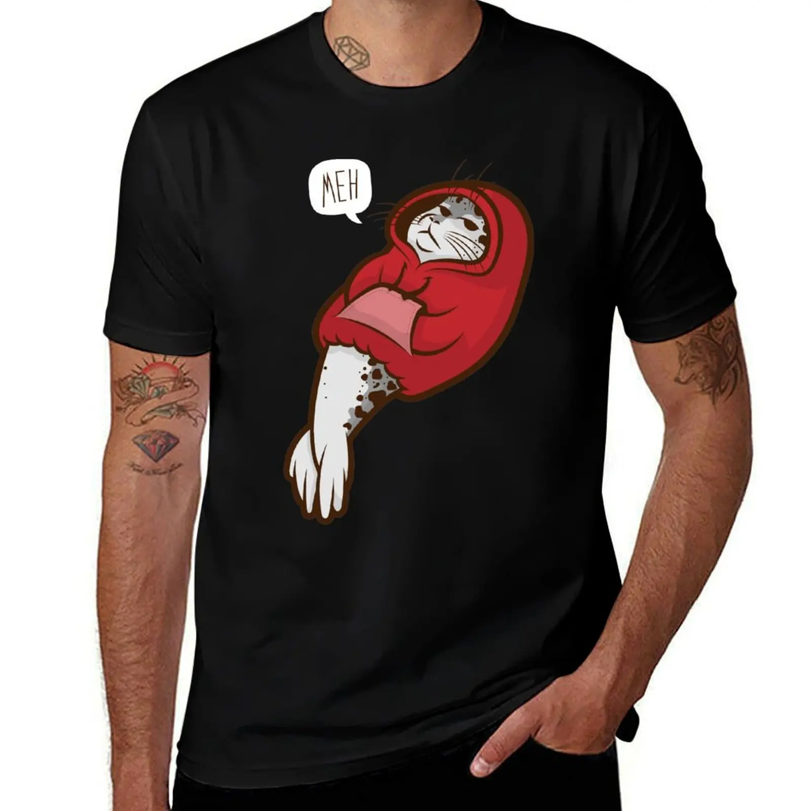 

Hooded Seal T-Shirt black cotton t-shirt plain for man package mens graphic t shirts T-Shirt