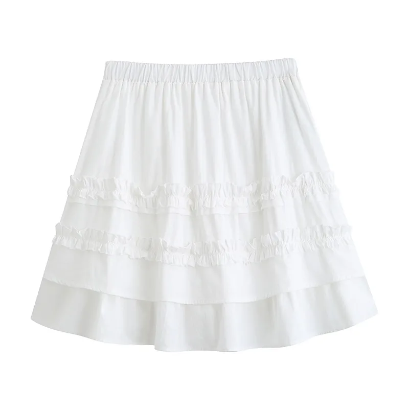 Korean Girly Skirt Women Summer New Double-layer Lace Design Solid Y2k Skirt Casual Loose Versatile Mini Skirt Female