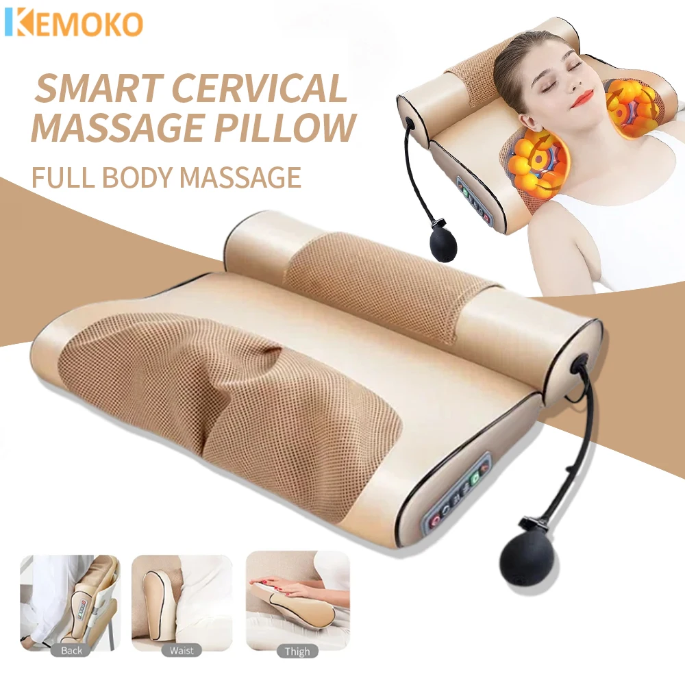 Electric Neck Massage Pillow Cervical Traction Body Massager Pain Relief Hot Compress Relieve Back Shoulder Pain Health Care