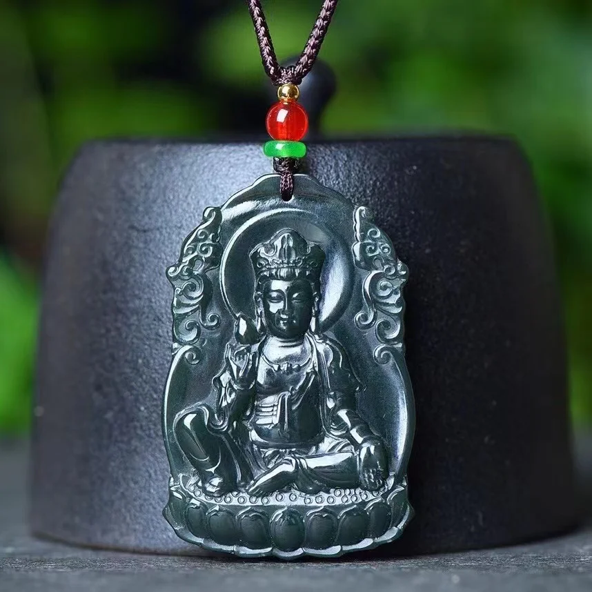 

Exquisite Hetian Qingyu 34＊52MM Guanyin Pendant Jewelry 8881#