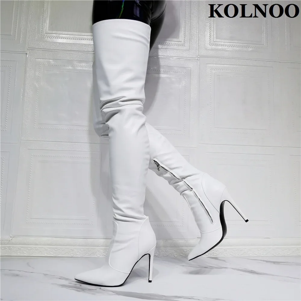 

2024 New Handmade Real Photo Ladies Over Knee Boots Wedding Party Prom Pointy Thigh-High Boots Evening Fashion Winter Shoes