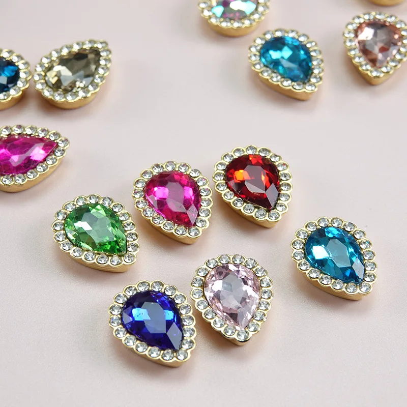 20pcs/lot Crystal Glass Rhinestone 14x18mm Cabochons on Beads for headband hair clip Jewelry Making Needlework DIY Bows Supplies