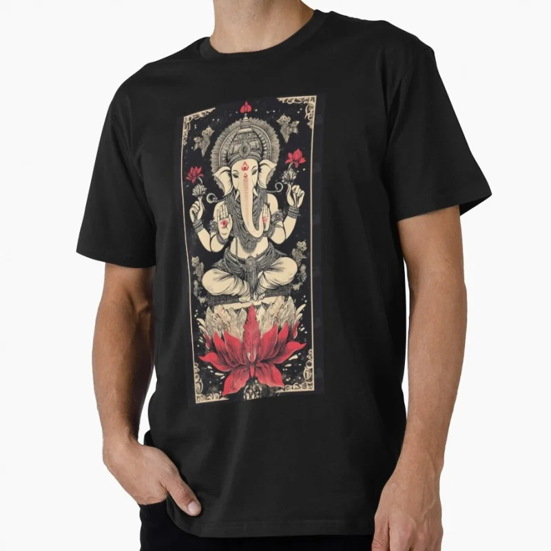 

Elephant Lord Ganesha god of beginnings, wisdom and luck Gift t shirt 0605 Hindu Mythology Graphic Clothes US Size Tops S-6XL