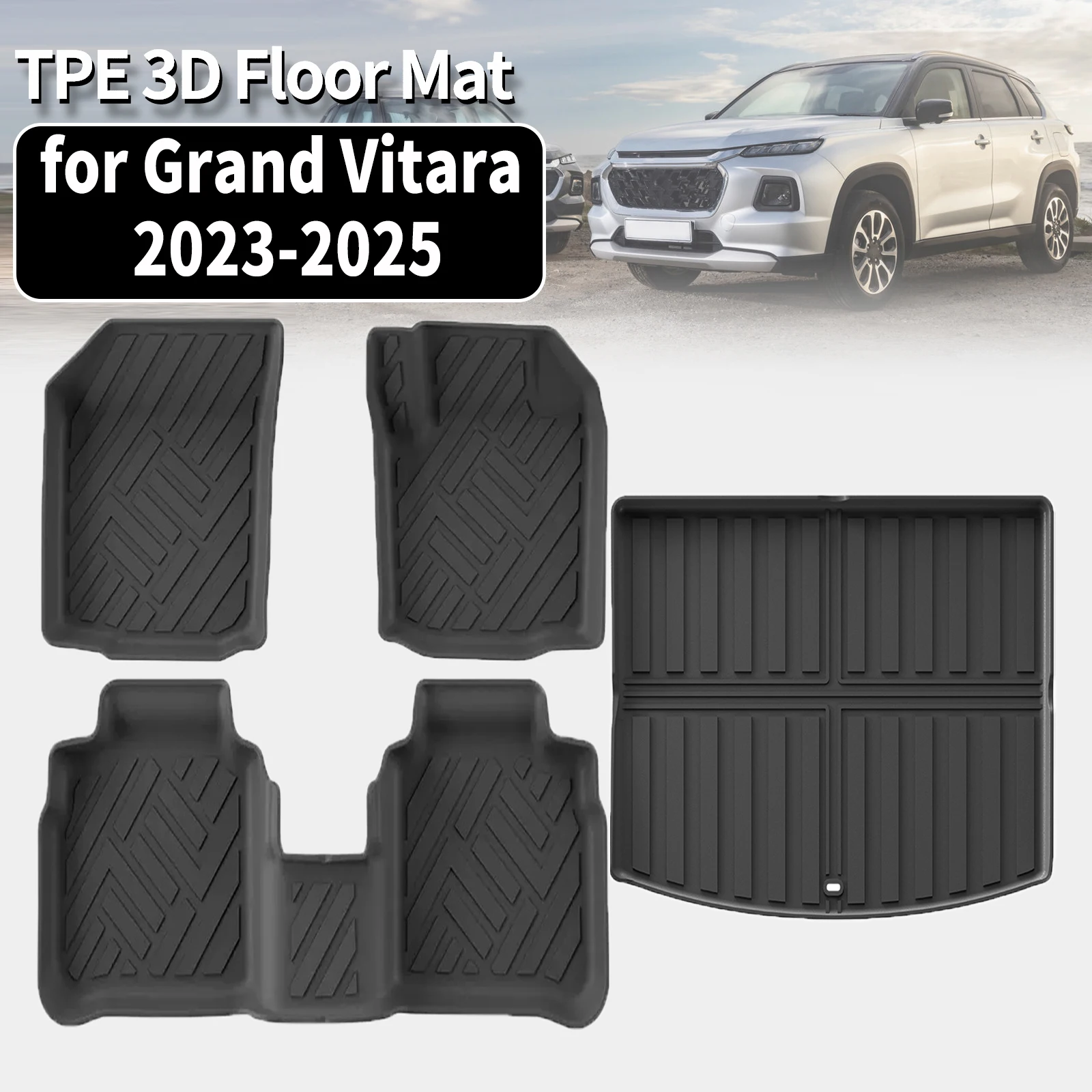 

for Suzuki Grand Vitara 2025 2024 2023 Eco-Friendly TPE Car Floor & Trunk Mats, Non-Slip Dustproof Not Fit For Left Hand Drive