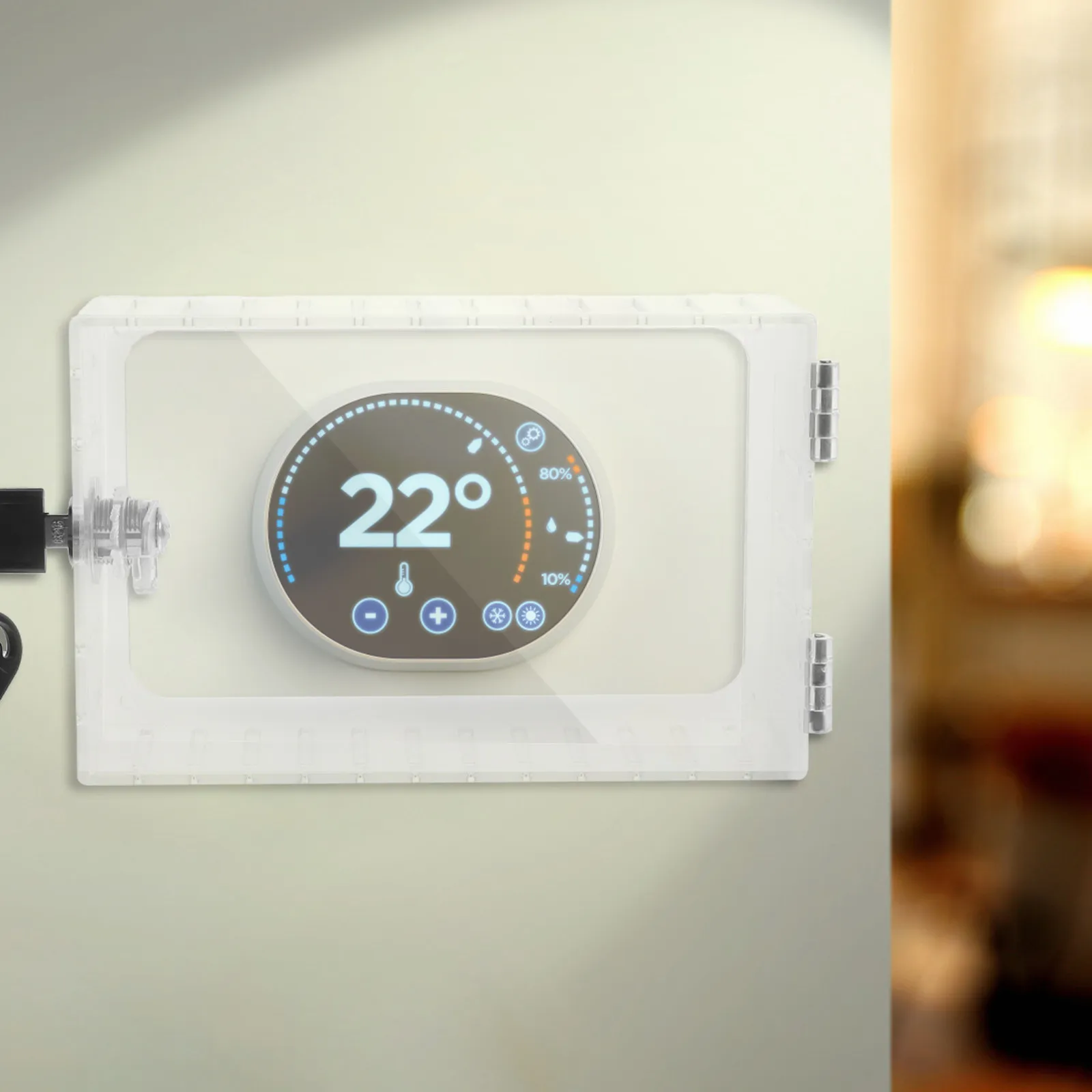

Thermostat Lock Box Clear Plastic Wall Mount Protective Cover with Key Lock for Hvac Temperature Control Systems
