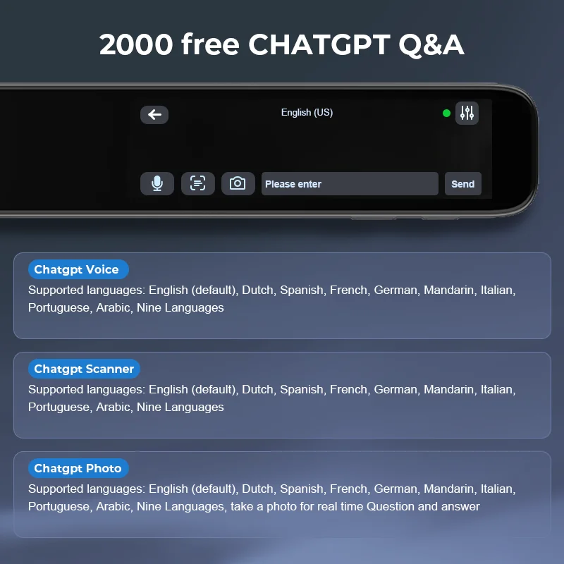 ChatGPT Integration Support Arabic Spanish German AI Translator Pen Voice Photo Scan Translation Wholesale Patent Scanner Pen