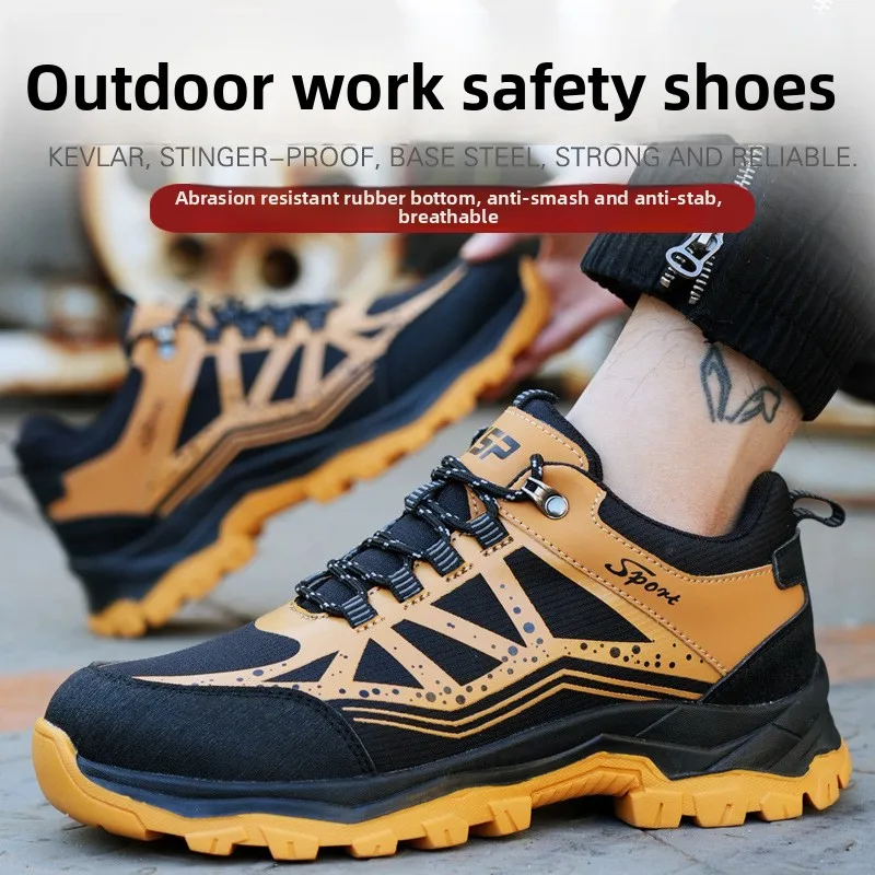 Heavy Duty Mens Steel Toe Safety Shoes Anti Smash Anti Puncture Lightweight Breathable Non Slip Wear Resistant Industrial Footwe