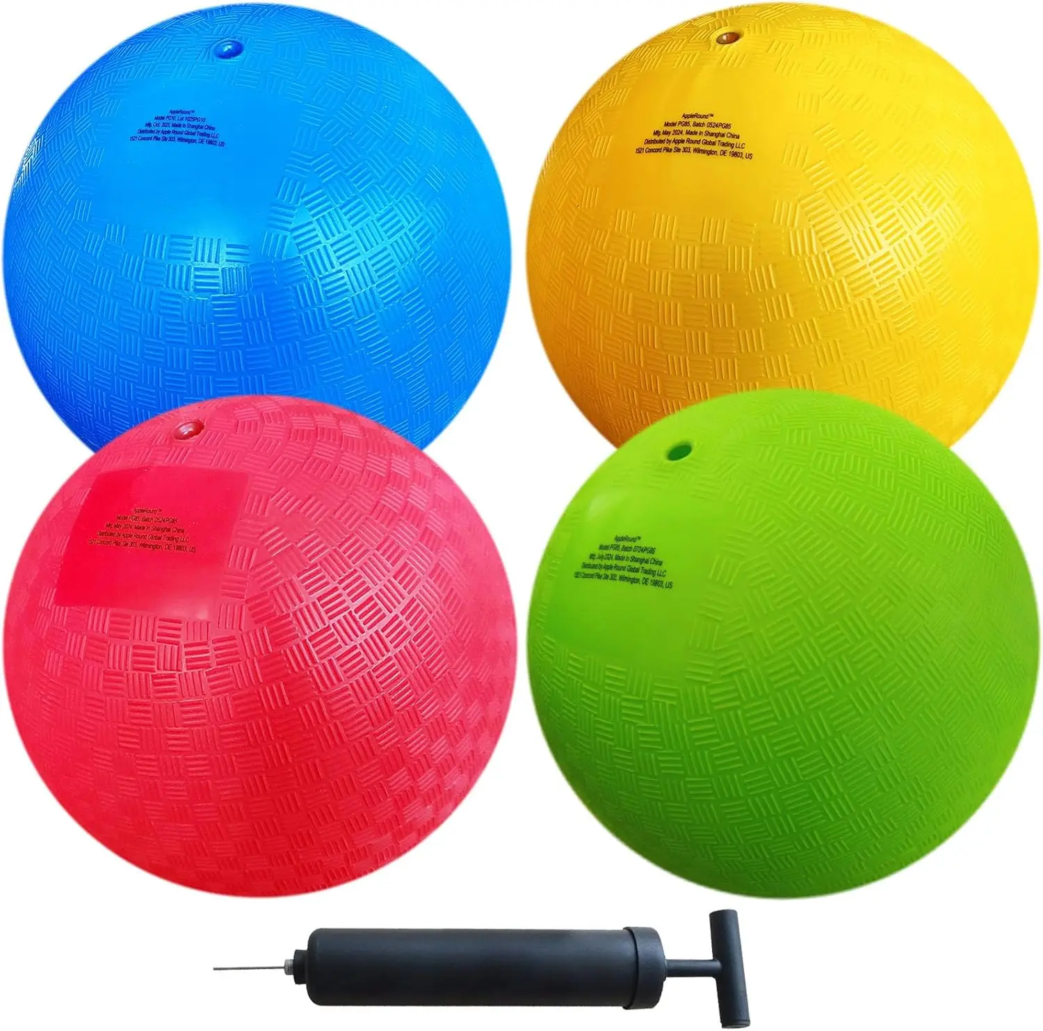 

8.5-Inch Dodgeball Set of 4 with Pump, Official Size for Handball, Camps, Schools - Multicolor