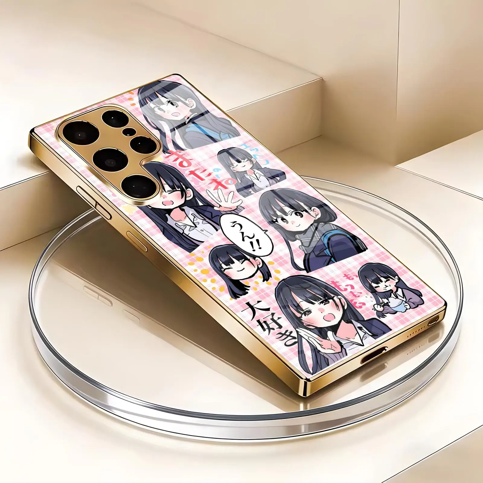 Phone Case For Samsung S26 S25 S24 S23 S22 S21 Plus Ultra Note20 Electroplated glass Phone Case anime The Dangers in My Heart