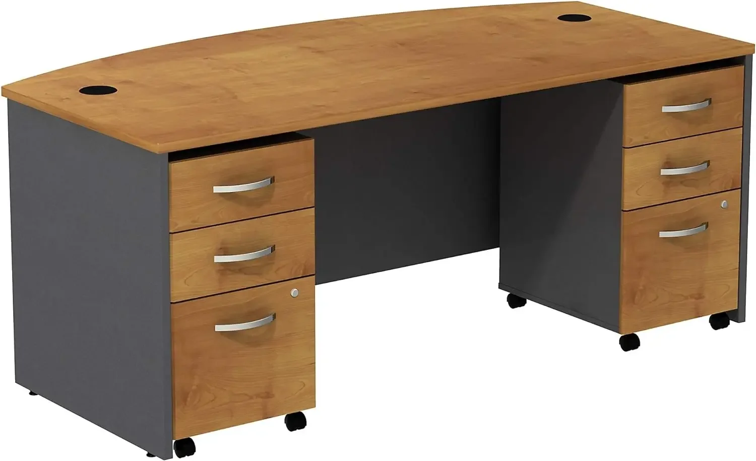 Series C Office Desk Suite, 72W, Natural Cherry/Graphite Gray