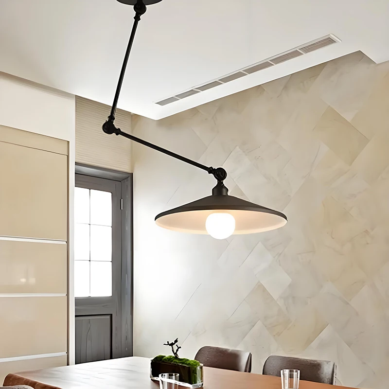 Modern Minimalist Wrought Iron Pendant Lamp Nordic Telescopic Folding Bedside Creative Adjustable DIY Personality Single Head
