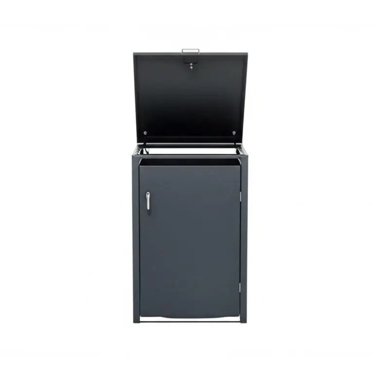 Environmentally friendly open-top galvanized steel outdoor street trash can, 120-240 liters capacity automatic space saving