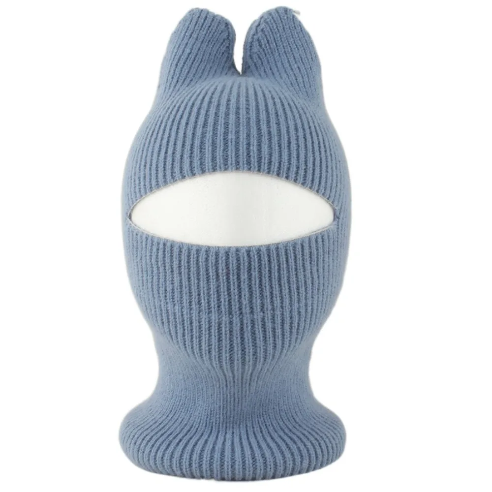 

Cute Knitted Ears Protection Hat Crochet Windproof Balaclava Hat Soft Wool One-piece Knitted Hat Wind Protection