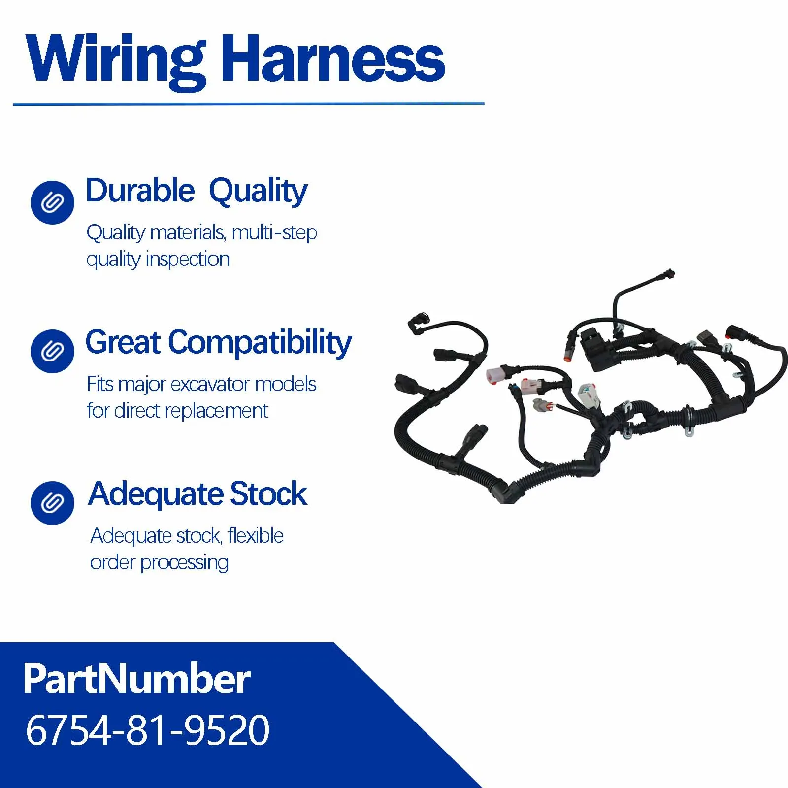 6754-81-9520 Wiring Harness For KOMATSU PC200-8MO Excavator 6D107  Engine