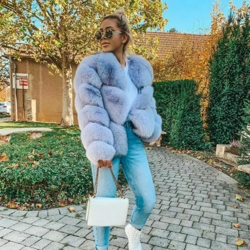 

New Women Real Fur Coat Winter Natural Fox Fur Short Overcoat Warm Jackets thickened warmth fluffy authentic genuine fur coats