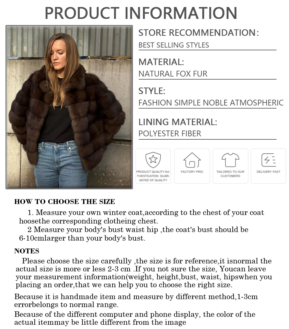 Genuine Fox Fur Coat Women Real Fur Coat Short Natural Fox Fur Jacket Winter Jackets For Women Luxury High Quality