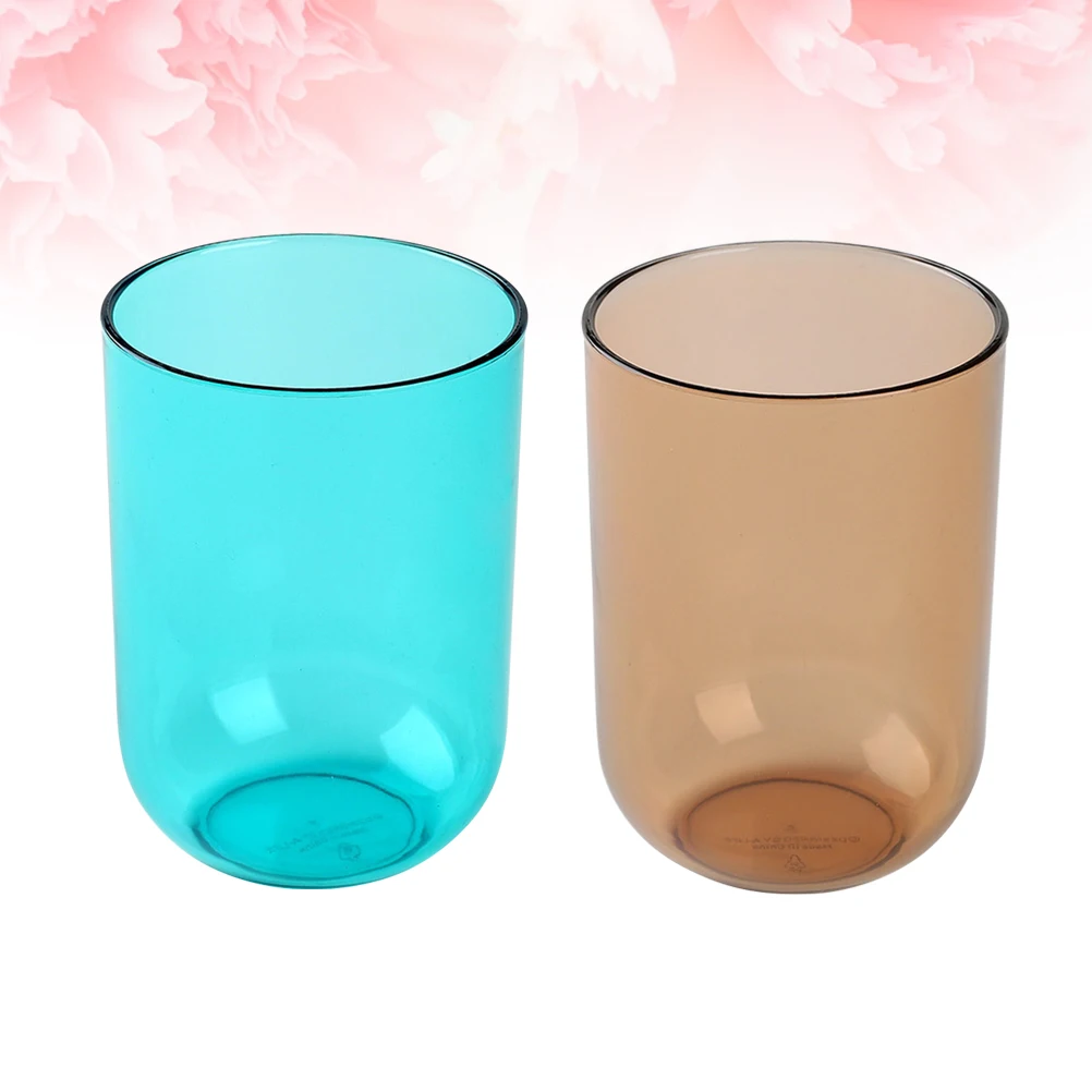 

2Pcs Gargle Mugs Transparent Plastic Toothbrush Cups for Adults Kids Lightweight Safe Drinking Water Cups Bathroom Coffee Mug