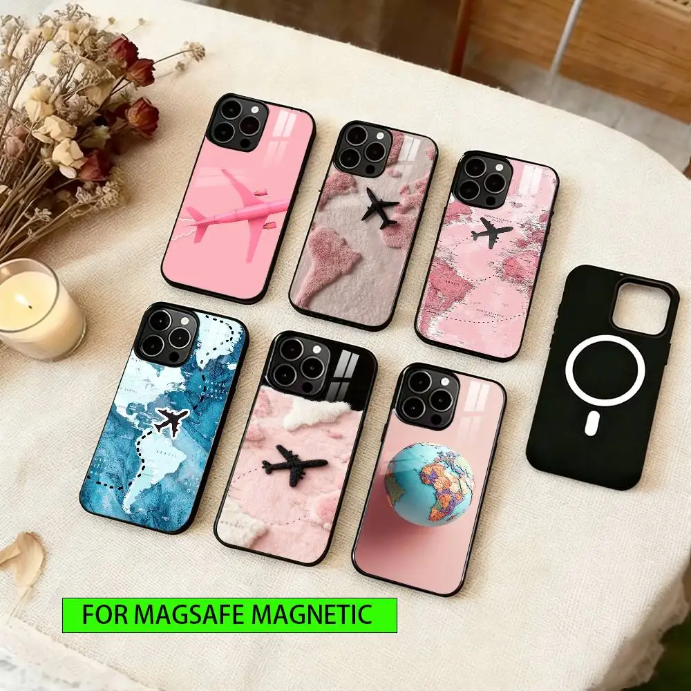 

Airplane route pattern Phone Case For iPhone17,16,15,14,13,12,11 Plus,Pro Magnetic with Magsafe Wireless Charging