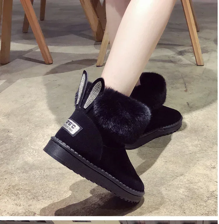 2021 New Women  Winter Snow Boots  Velvet Padded Shoes Boots Outdoor Fur Keep Warm Shoes Female  Solid  Casual Boots