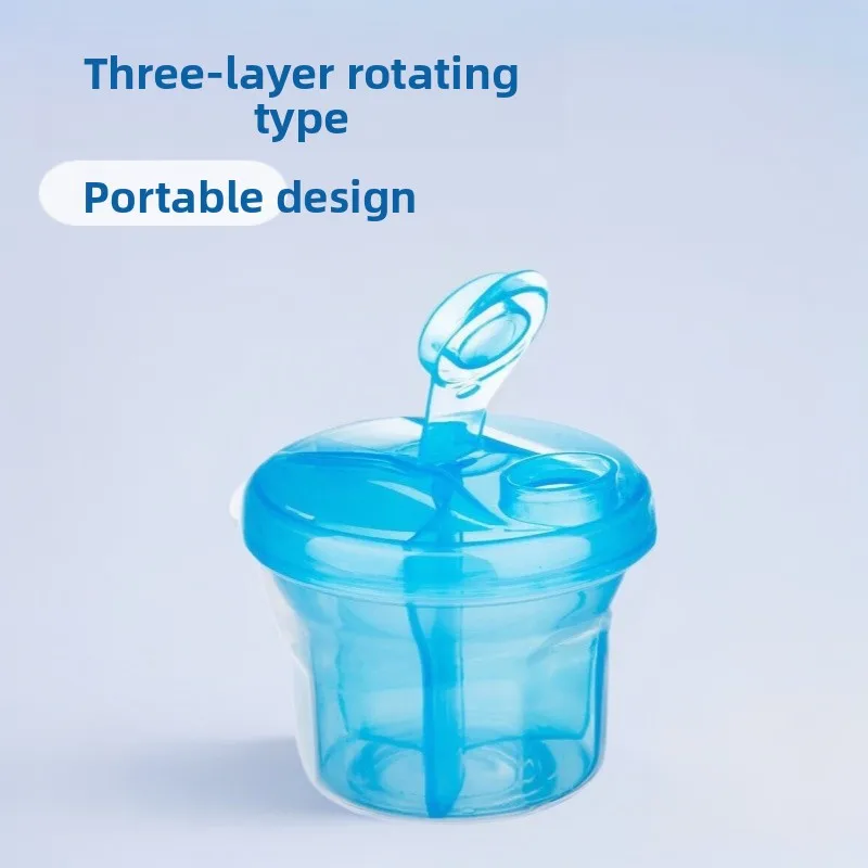 Baby's Rotating Milk Powder Box for Outdoor Use 3-compartment Storage Bottle Sealed Jar Children's Packaging Box Portable