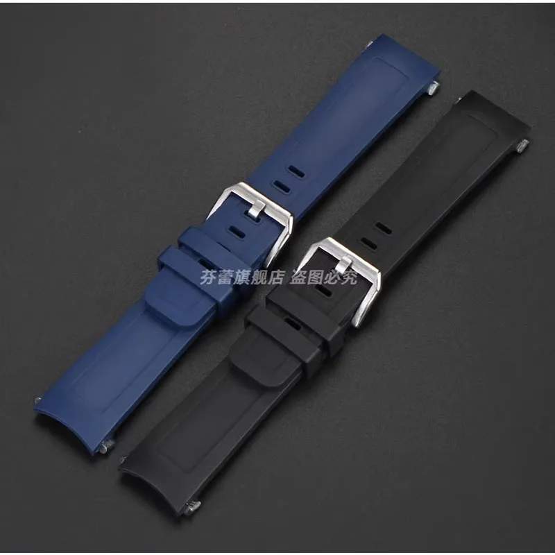 22MM Blue High Quality Fluororubber Watch Strap For IWC AQUATIMER FAMILY IW356802 376705  376710 376711 Rubber Watchband Chain