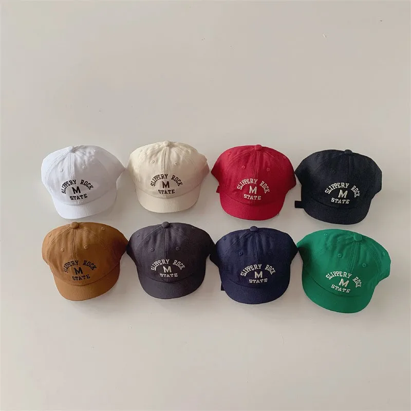 Korea New Casual Letter Cap Baby Simple Classic Peaked Caps Boys Cool Embroidery Baseball Hat Girl Adjustable Short Brimmed Hats