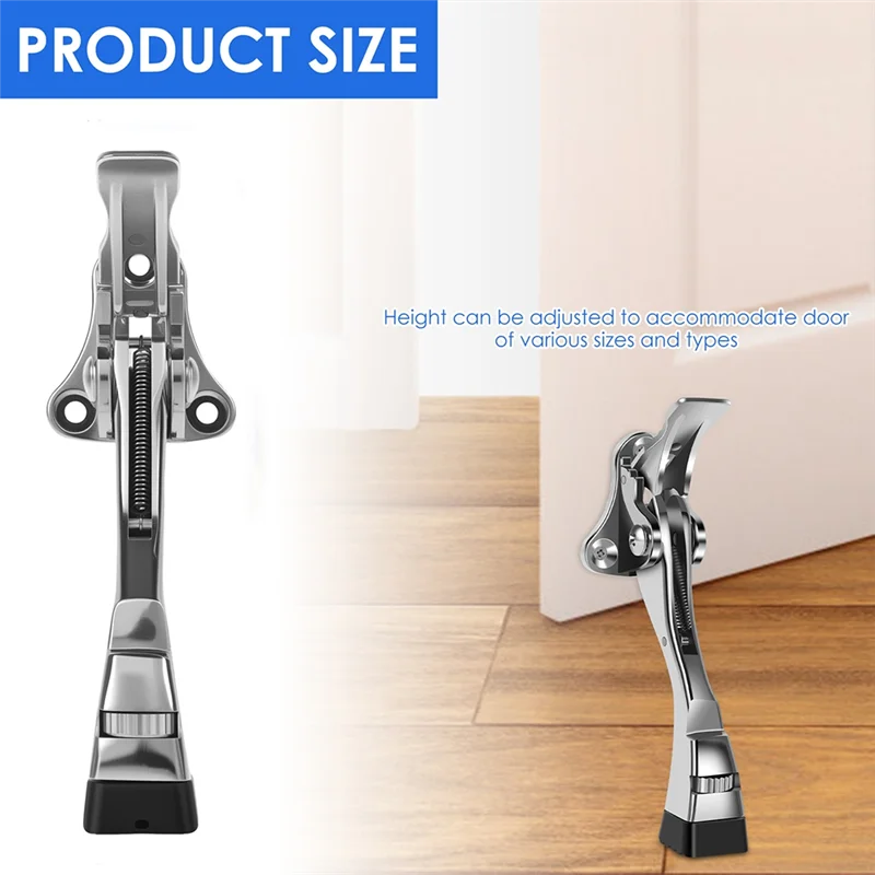 YWDZ-Kickdown Door Stopper ركلة الفولاذ المقاوم للصدأ المطاط عازلة كتم واجب الارتفاع قابل للتعديل حامل الباب للمرآب المنزلي