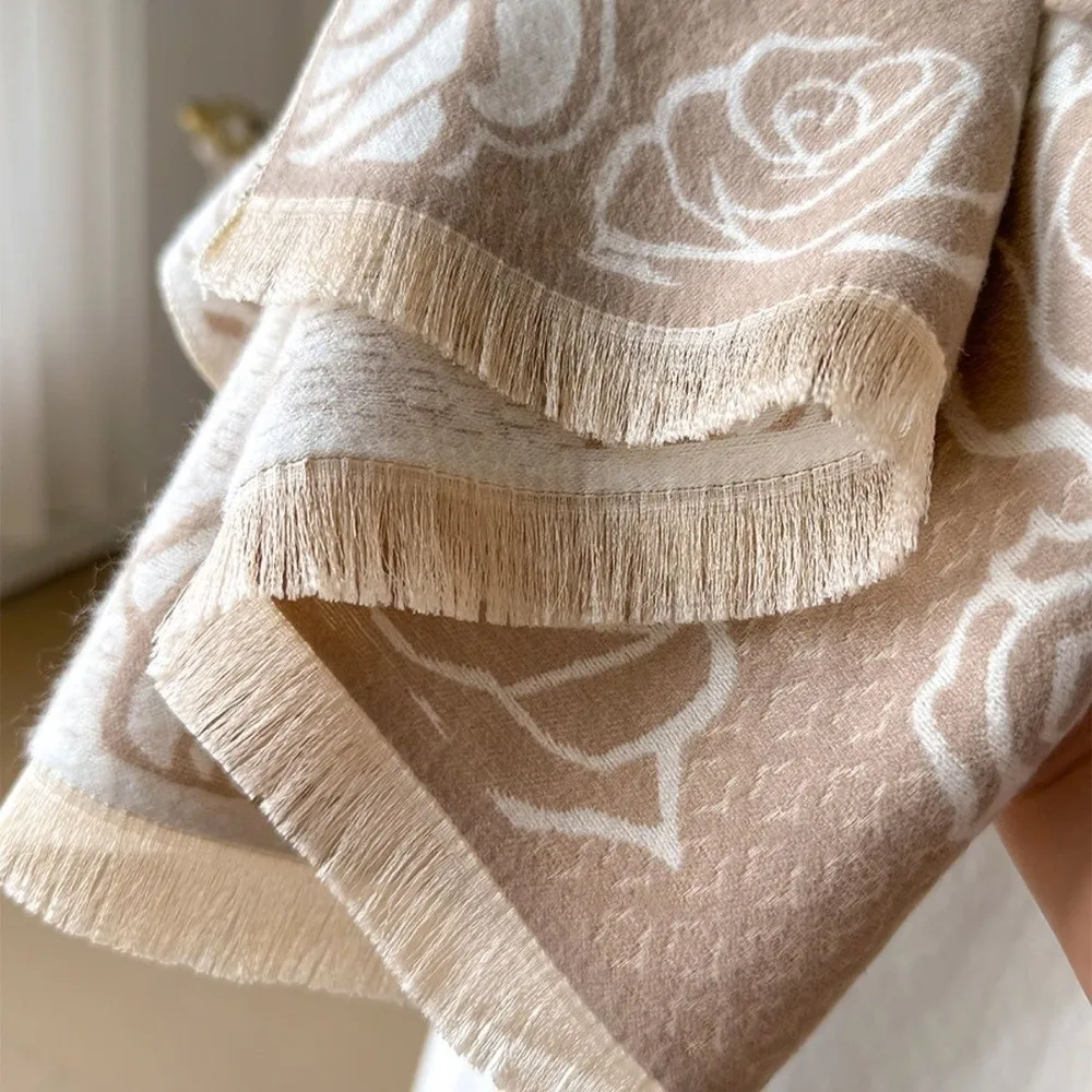 

Уютный роскошный шарф из искусственного кашемира, толстое мягкое одеяло, шарф, теплая ветрозащитная шаль с бахромой для женщин