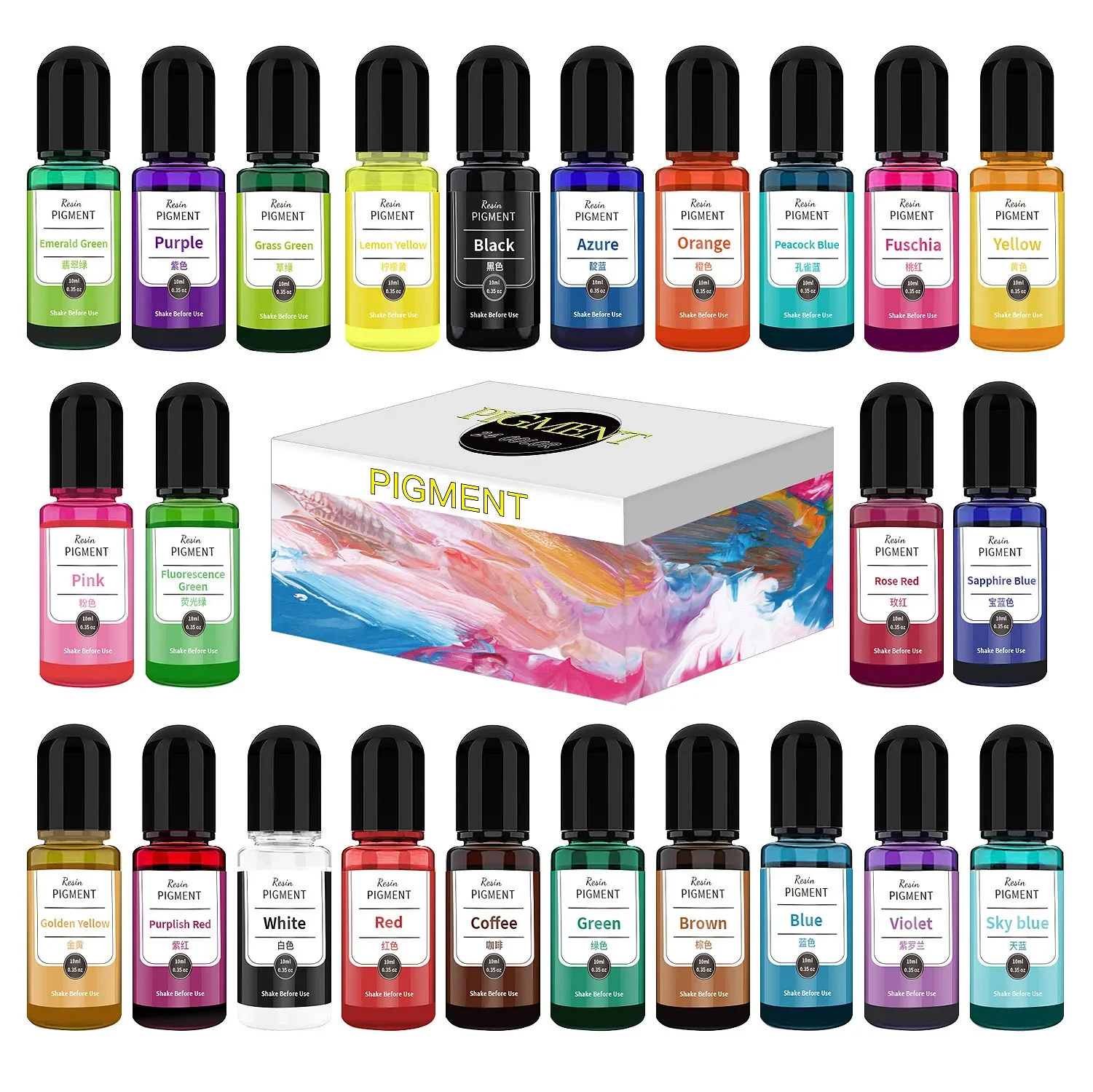 16-24PCS Epoxy Resin Pigment Kit Art Ink Alcohol Liquid Colorant Dye Diffusion Pigment For DIY UV Epoxy Resin Mold Jewelry