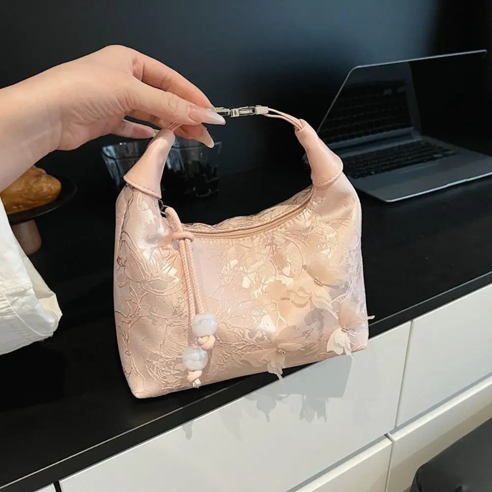 

Flower Pattern Chinese Style Crossbody Bag Elegant Single Shoulder Hanfu Printing Handbag with Handle Cheongsam Accessories
