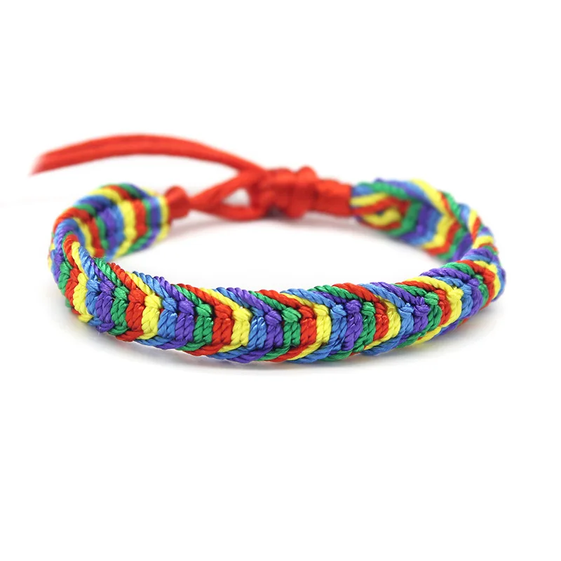 10 Pcs / Set New Rainbow Color Mix Braid Friendship Bracelets for Man Women Jewelry Gift DIY Handmade Rope Bangles