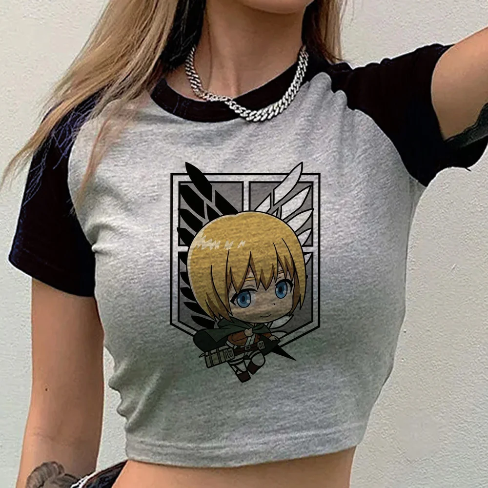 Attack on Titan cropped top teen korean fashion dollette japanese t-shirt baddie goth graphic anime streetwear