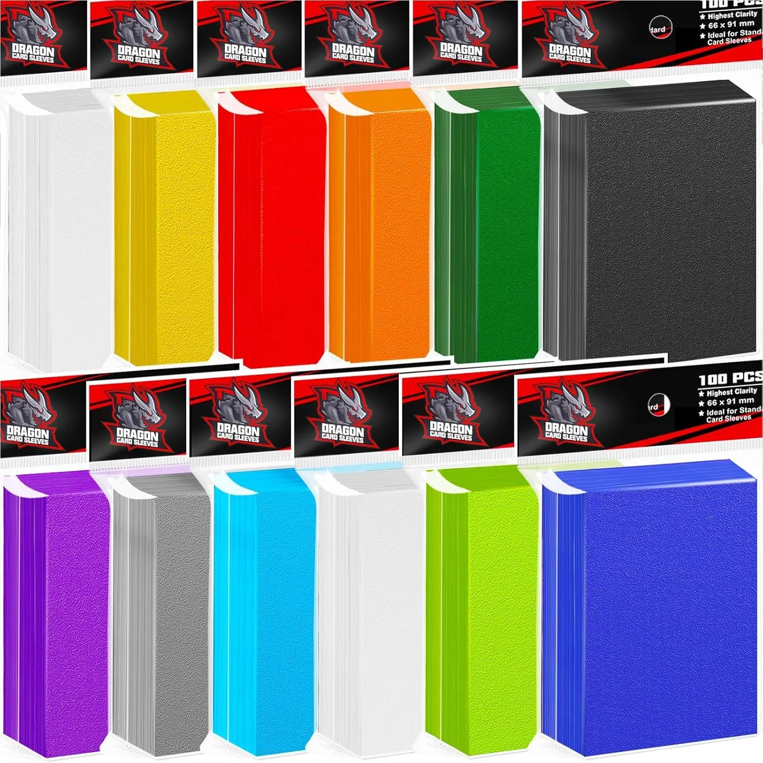 

1200PCS Matte Card Sleeves For Trading Cards Standard Size 66x91mm 12 Assorted Colors Acid-Free Non-PVC Protectors
