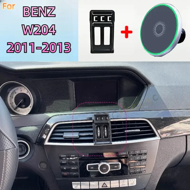 For Mercedes Benz W204 C200 C260 C300 2011-2013 Magnetic Car Phone Holder 15W Wireless Charging Phone Stand MagSafe Phone Base