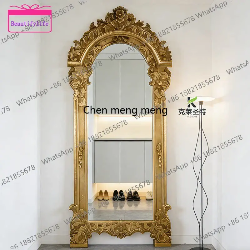 a17 French retro full-length mirror wall-mounted American carved mirror European-style villa luxury floor-to-ceiling mirror