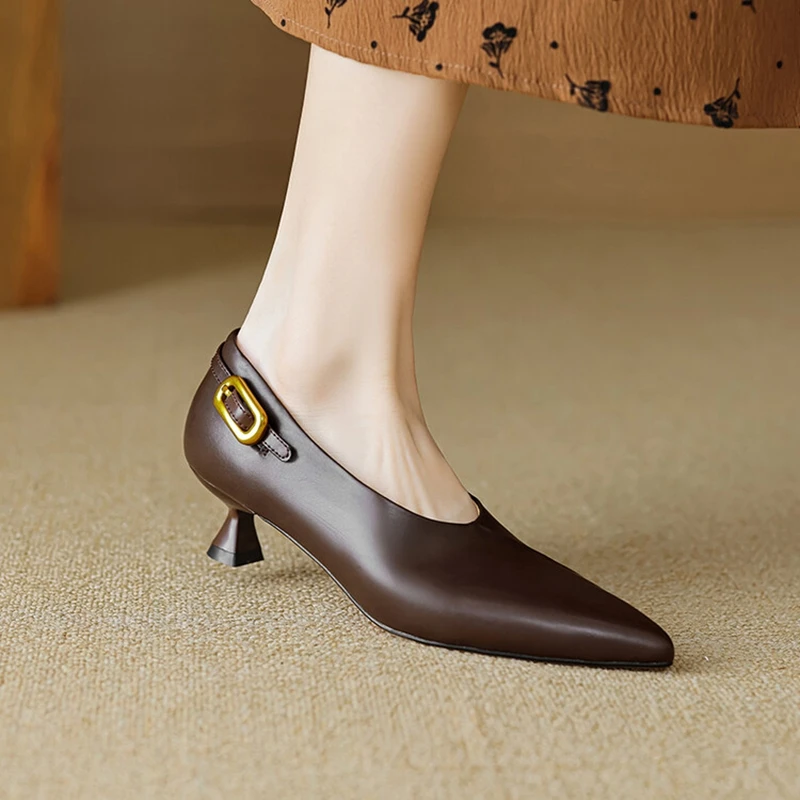 NEW Spring/Autumn Women Pumps Split Leather Shoes for Women Pointed Toe Thin Heel Shoes Cocise High Heels Office Ladies Shoes