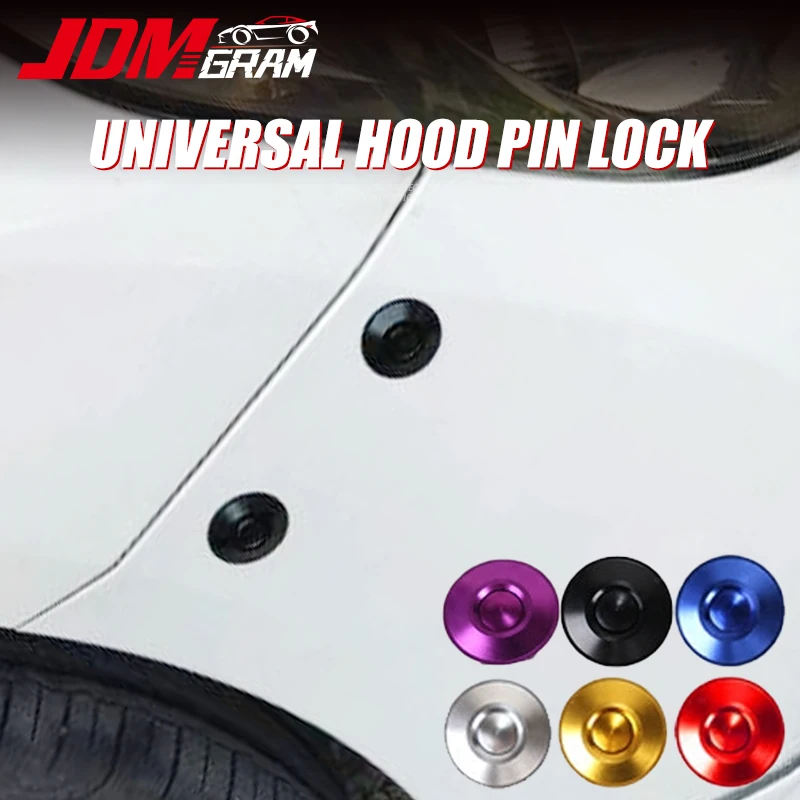 

Universal Car Hood Pin Lock 22mm Aluminum Push Button Engine Bonnet Clip Kit Quick Release Latch Fixed Auto Exterior Accessories