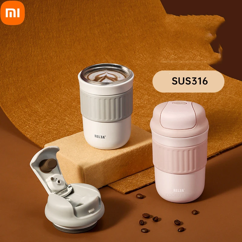 

New Xiaomi 320ML/430ML Large Capacity Straw Thermos Cup Water Bottle Tumbler Portable Vaccum Flask Stainless Steel Insulated Cup