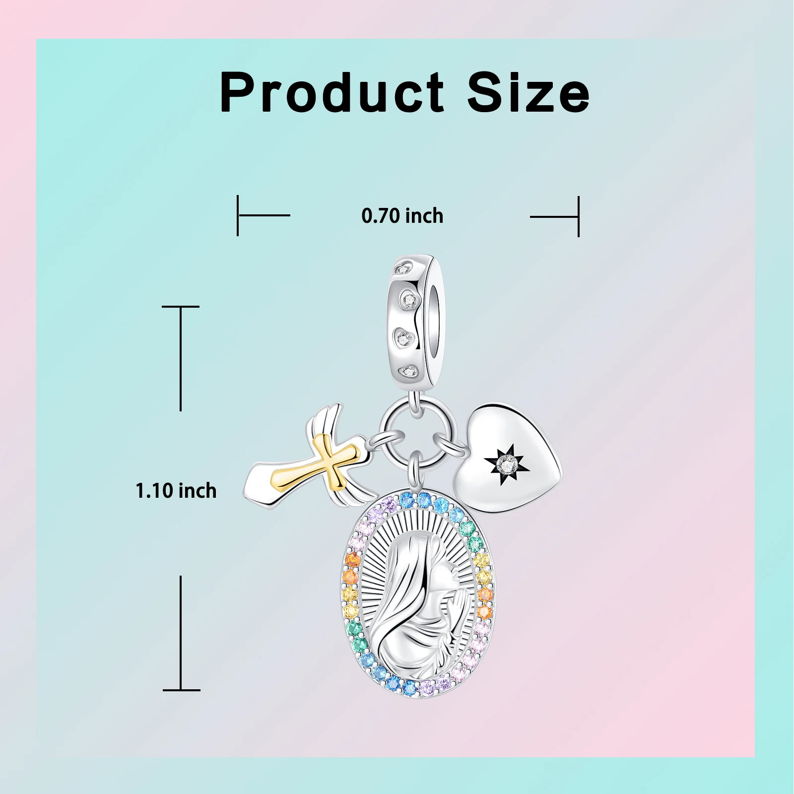 Original Charms Bead 925 Sterling Silver Inlaid Zirconium Nun Cross Angel Wing Pendants Fit Bracelet Jewelry Gift Marking
