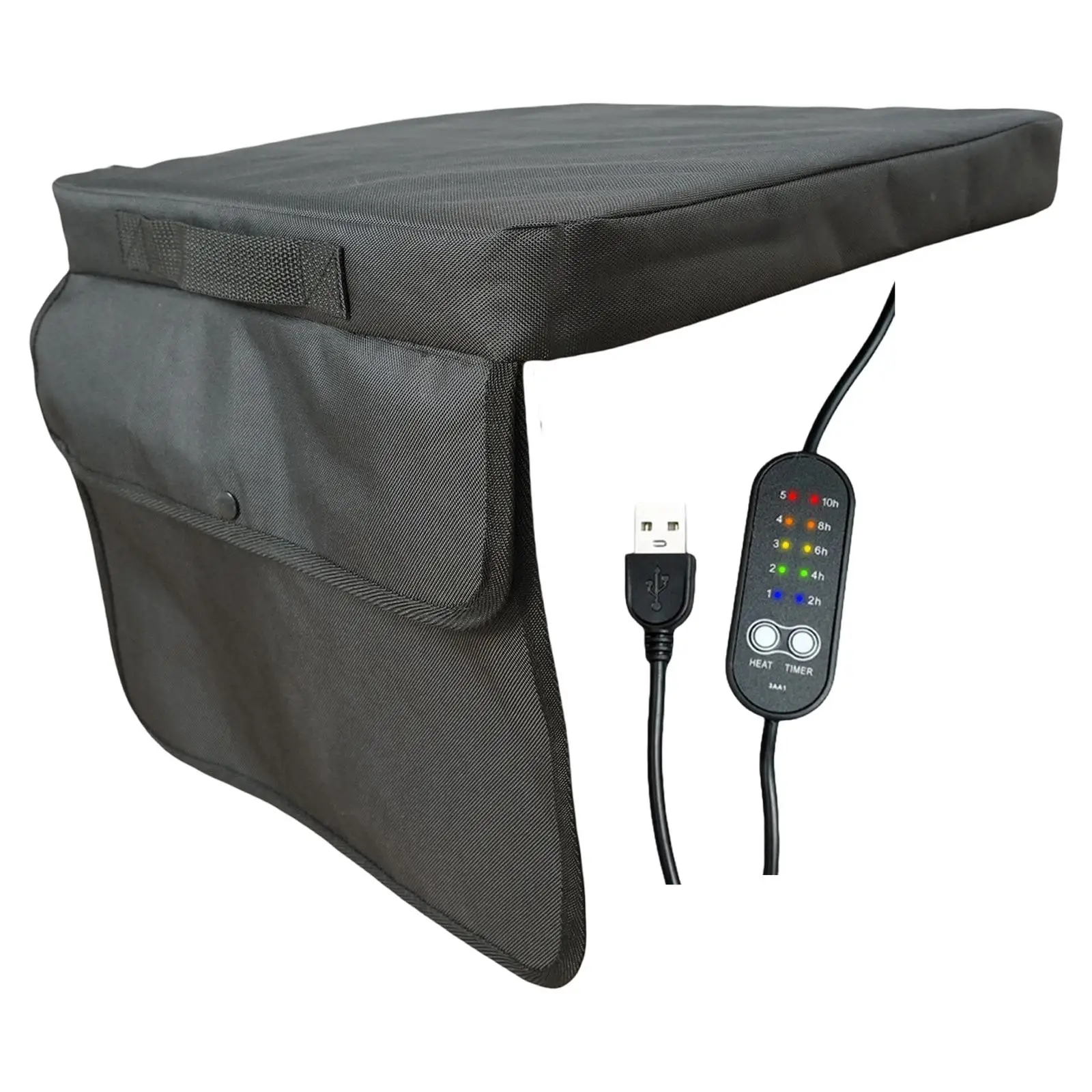 Outdoor Heated Seat Cushion with Timer Adjustable Warmth Polyester Pad for Folding Camping Chairs and Travel
