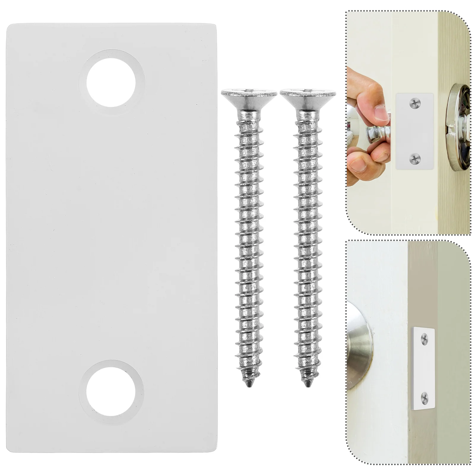 

Deadbolt Door Hole Repair Gasket Strike Plate Lock Cover Plates Crash Latch Guard Replacement Parts Striker White for Exterior