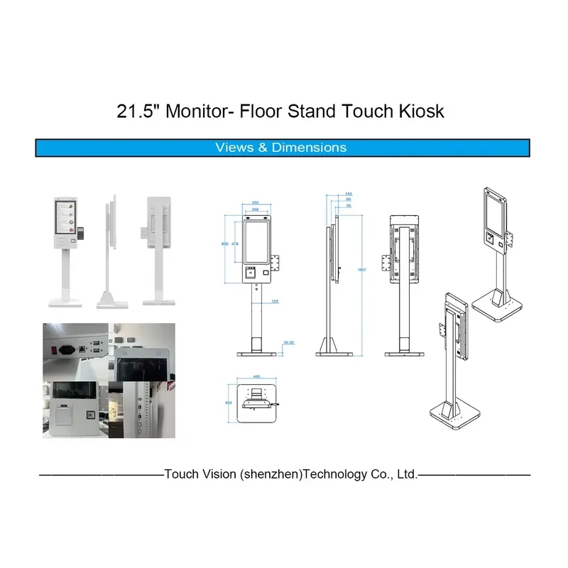 21.5 24 27 32 Inch Touchscreen Payment Terminal Kiosk QR Code Scanner 80mm Printer for Retail High Visibility Kiosk