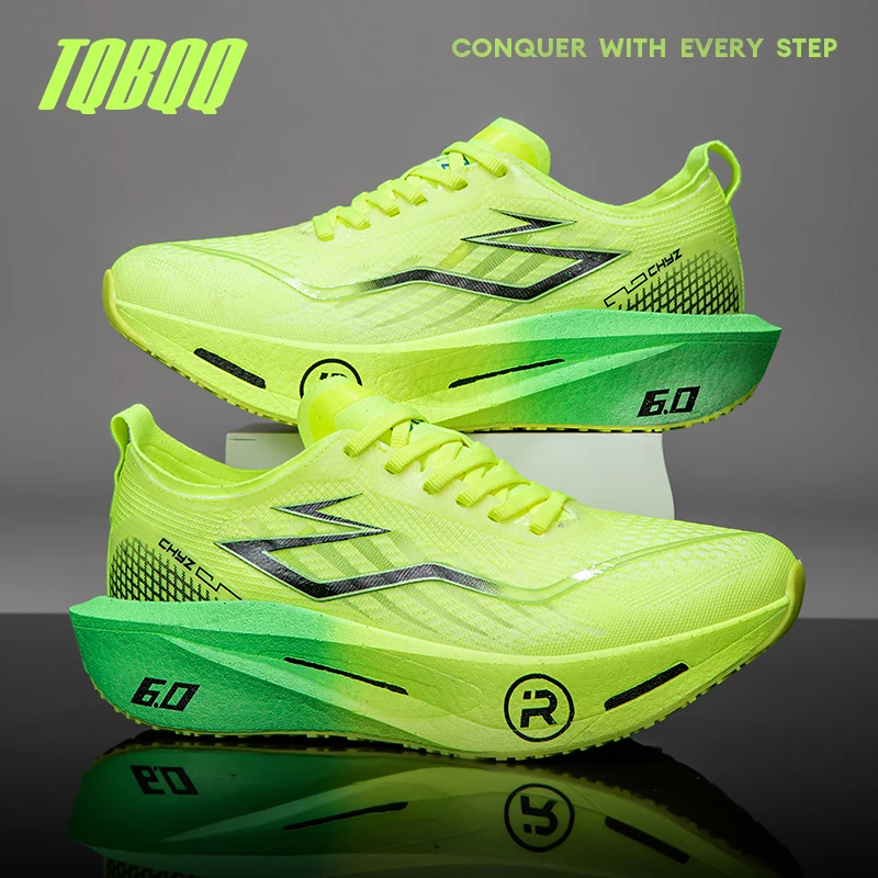 Lightweight Carbon Plate Running Shoes for Men Women Popcorn Foam High Rebound Shock Absorbing Profession Marathon Sport Sneaker