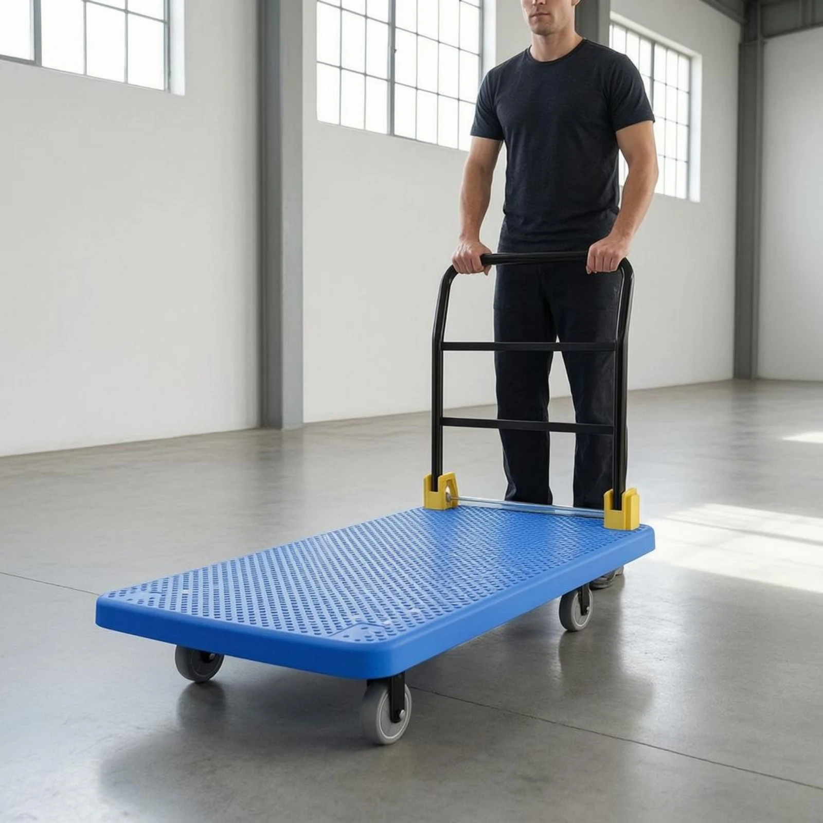 Perforated Platform Trolley PE Board Foldable Flatbed Trolley Flat Bed Cart High Capacity Folding Platform Truck Reinforced view 6