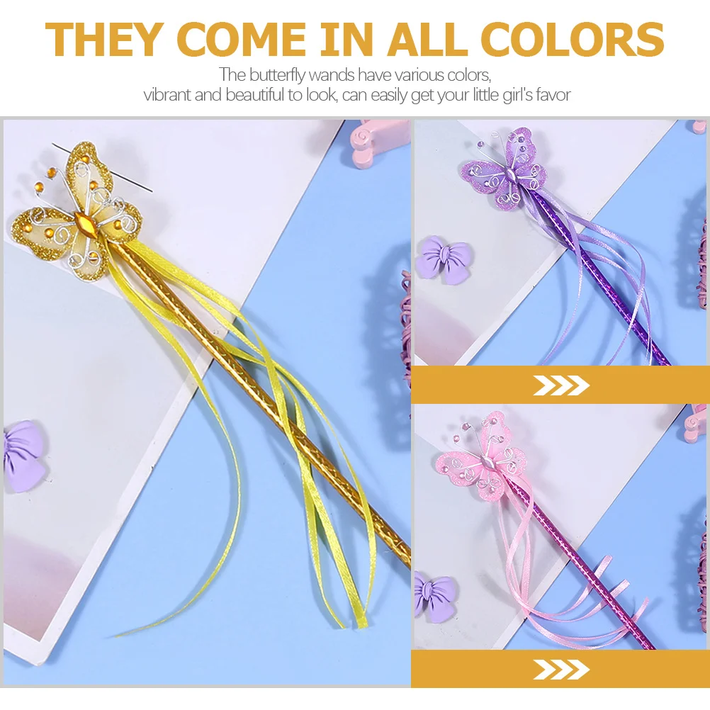 

4Pcs Shining Fairy Wands Butterfly Tassel Stick Party Cosplay Stage Performance Prop Cat Angel Fairy