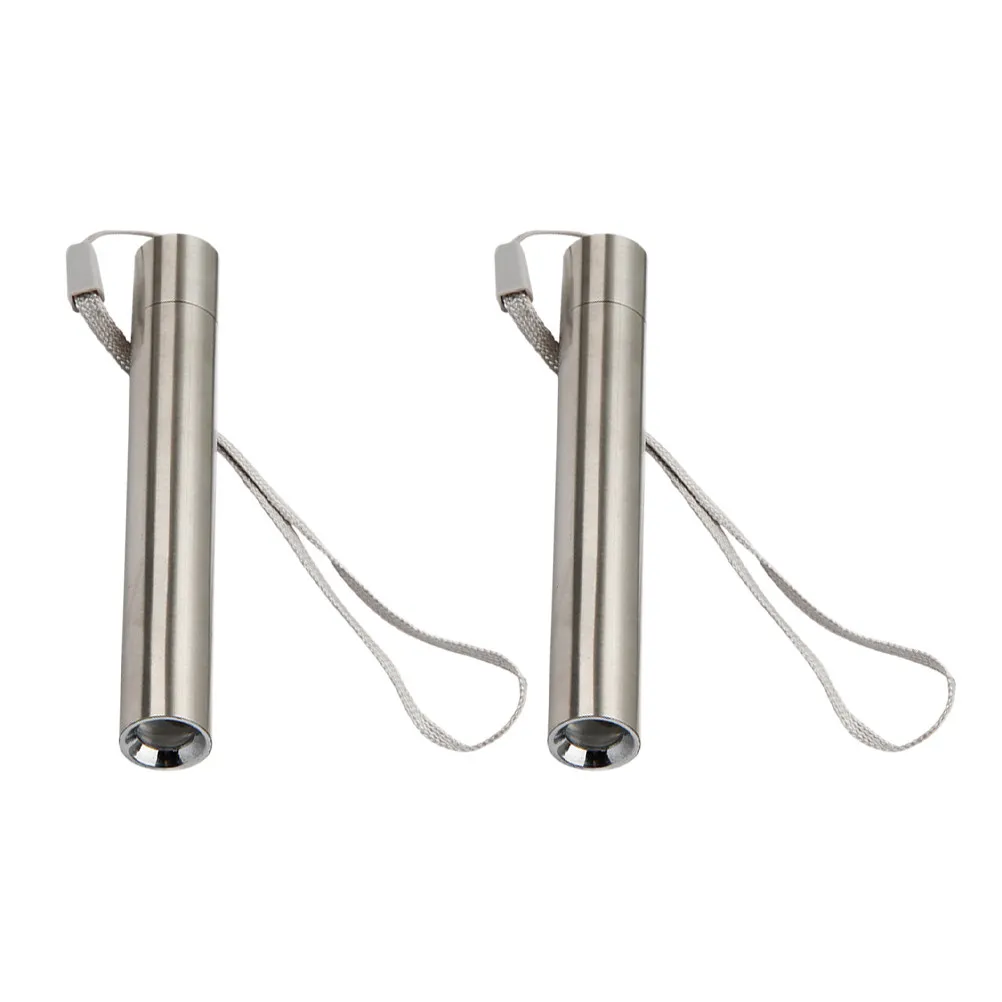 2Pcs Fluorescent Detection Pens Stainless Steel Currency Detection Light Portable Fluorescent Agent for Cosmetics Mask