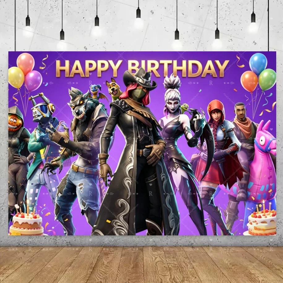 Interesting Shooting Game Fortnite Theme Birthday Party Decoration Supplies Cup Plate Balloons Cake Topper Banner Props Kid Gift view 4
