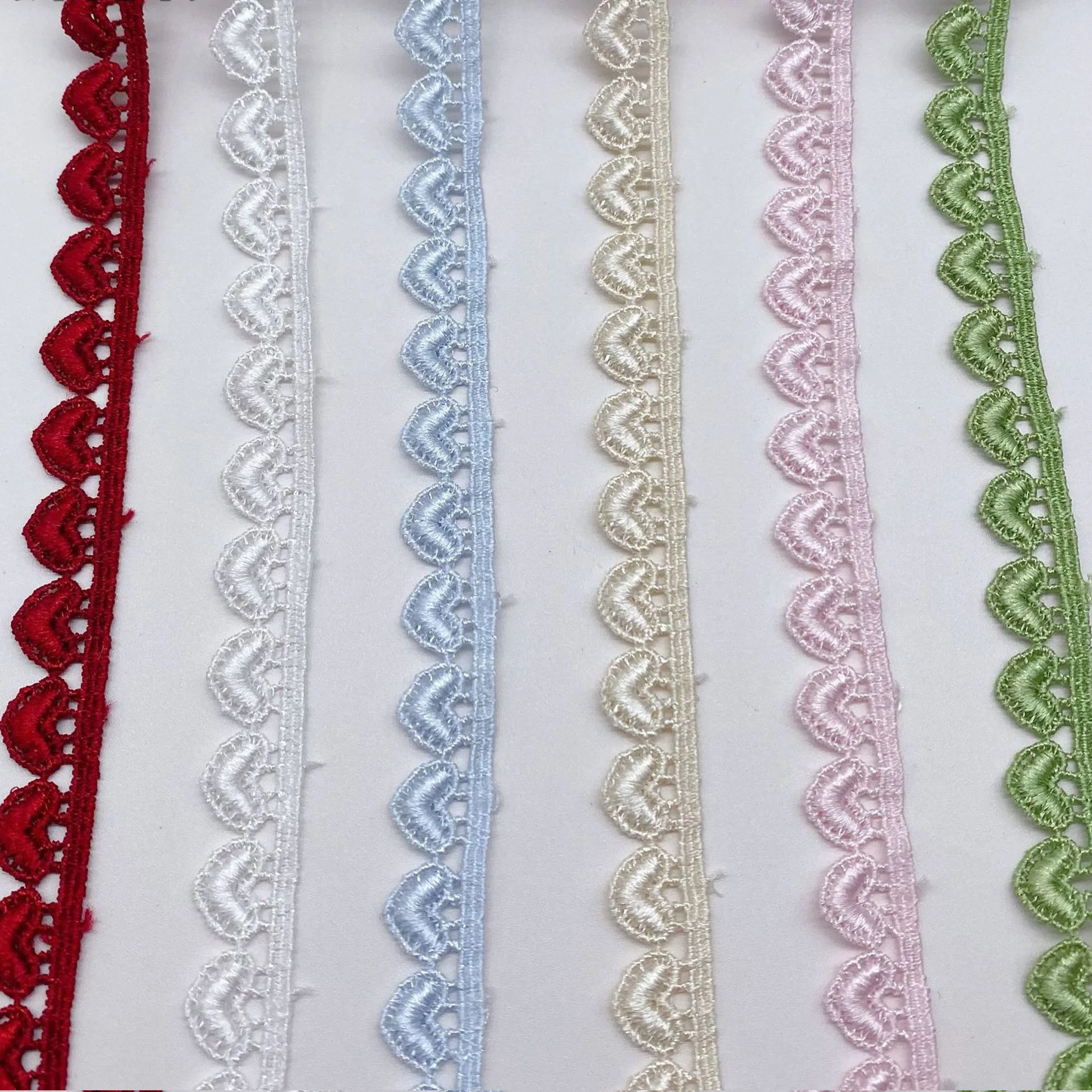 

15Yards 12mm Embroidery Unilateral Love Lace Fabric Trim Ribbons DIY Hometexile Sewing Handmade Garment Craft Materials